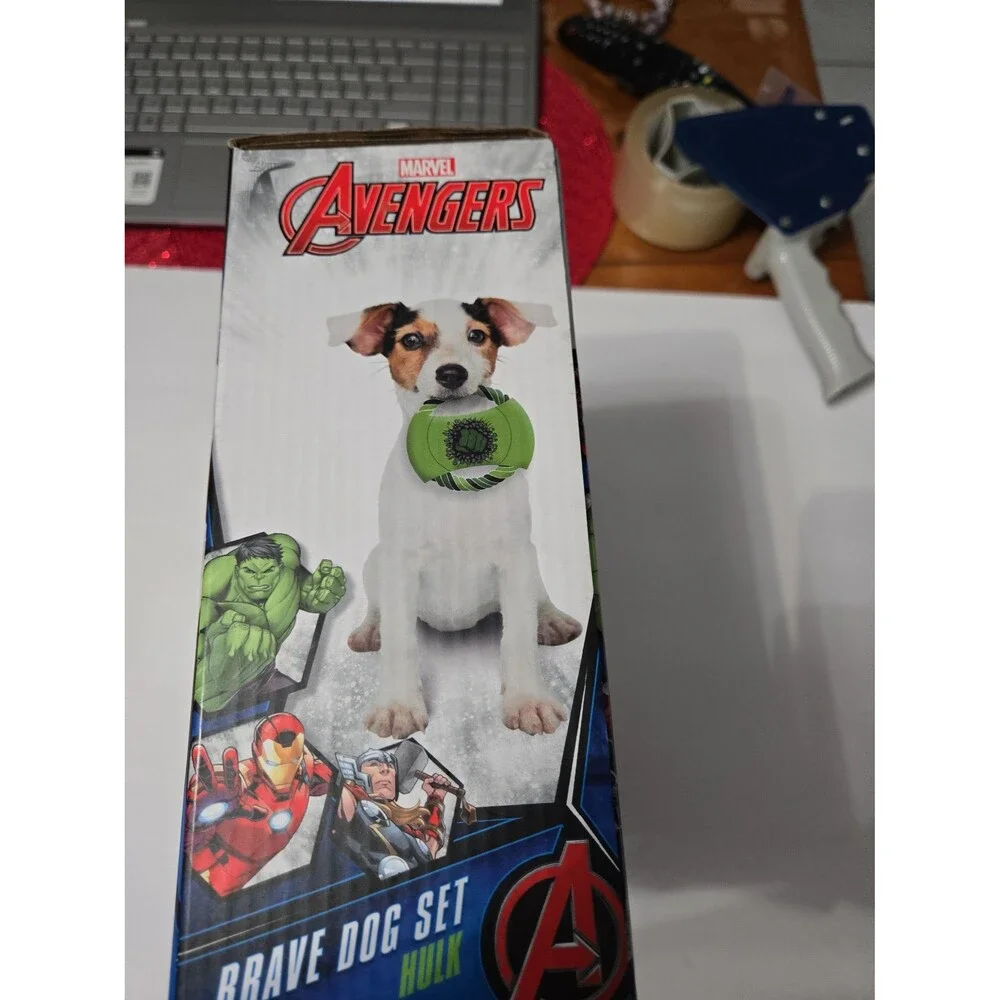 Marvel Avengers Hulk Brave Dog Set pet bowl toy dental rope. NIB